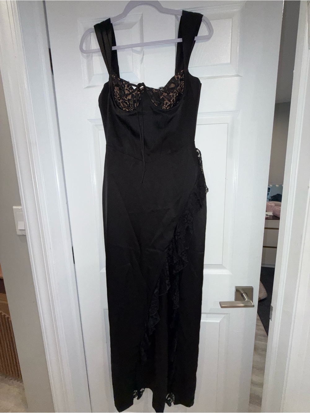 Black Lace-Trim Maxi Dress